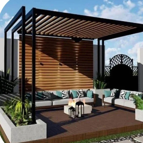 تركيب مظلات خشبية في الحدائق المنزلية